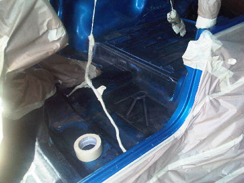 1998 Blue Jeep Wrangler Spray Lining